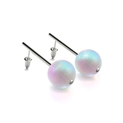 Arc-en-ciel blanc | Argent sterling .925 | Pendants d'oreilles en verre de sirène